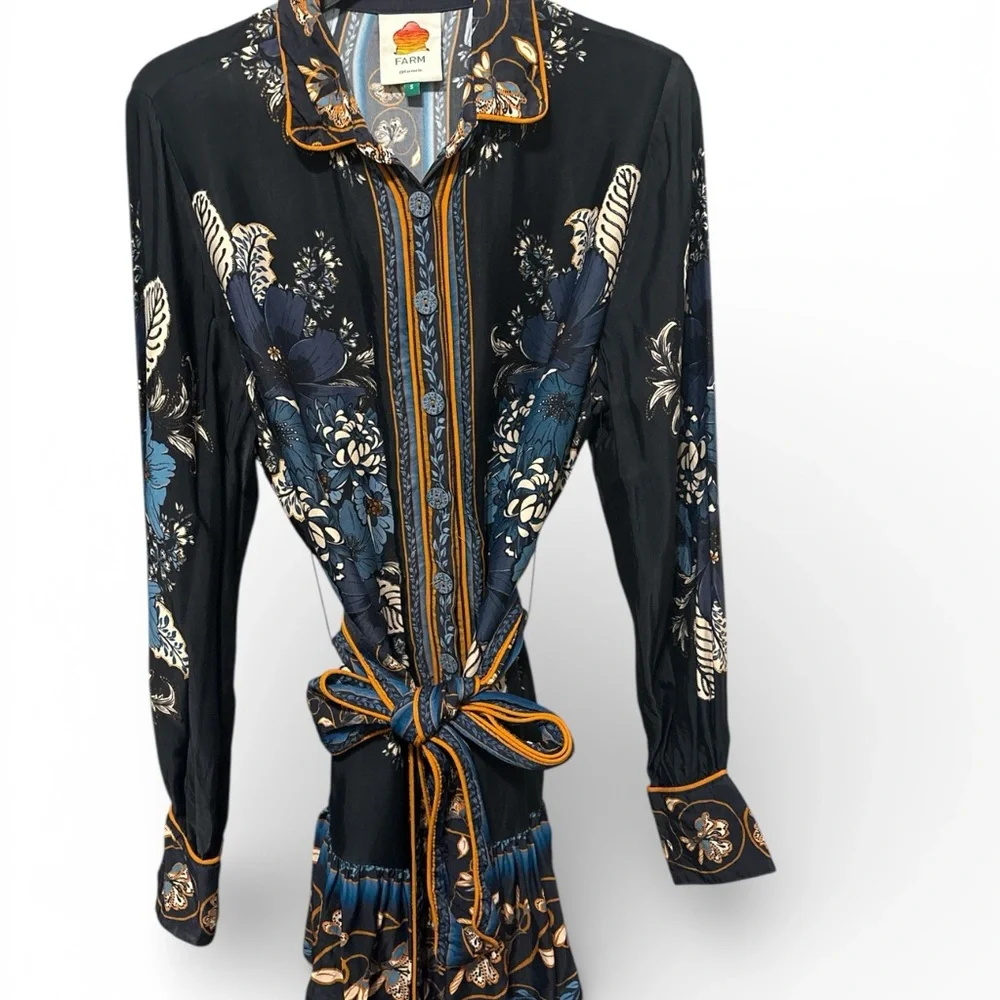 FARM Rio Navy and Blue Floral Long Sleeve Dress - Picture 5 of 8